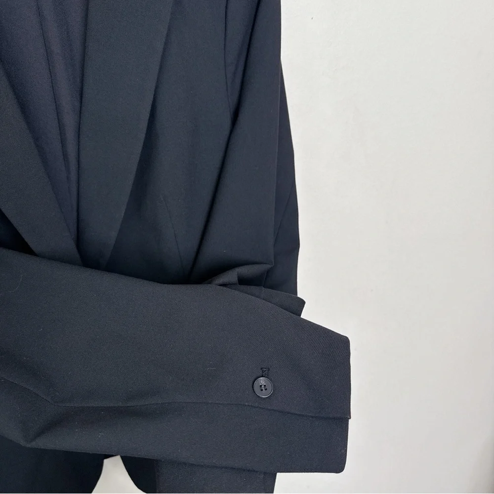 H&M Womens Medium Stretch Button Black Soft Blazer - Picture 8 of 13